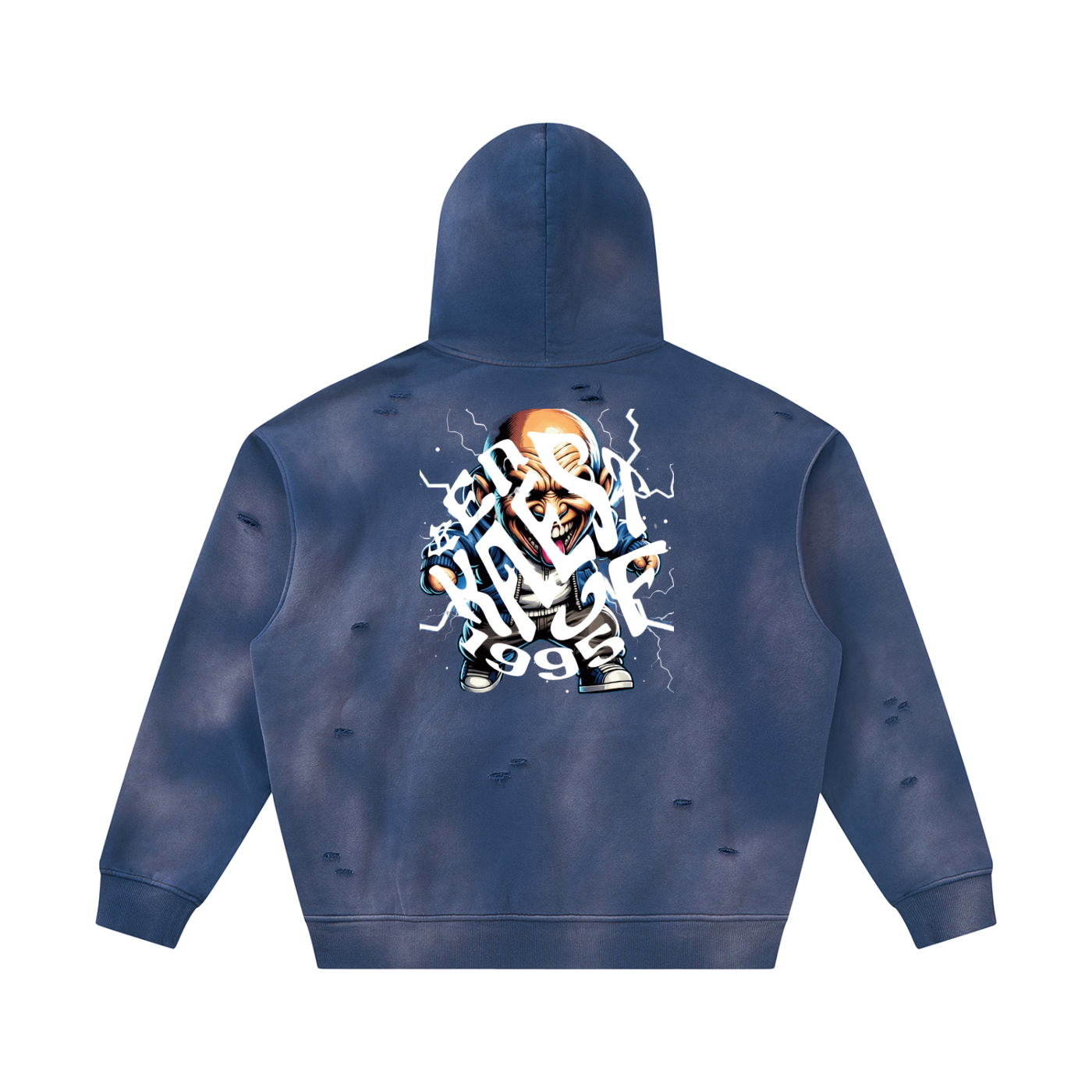 Unisex Sunfade Frayed Fleece Hoodie