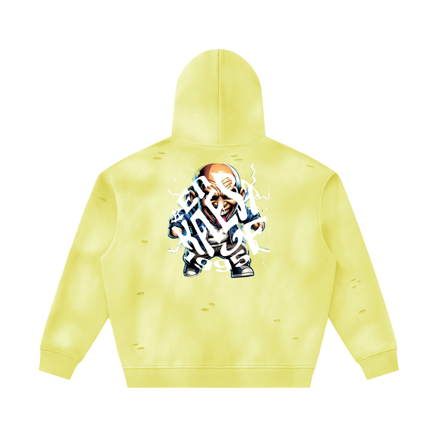 Unisex Sunfade Frayed Fleece Hoodie