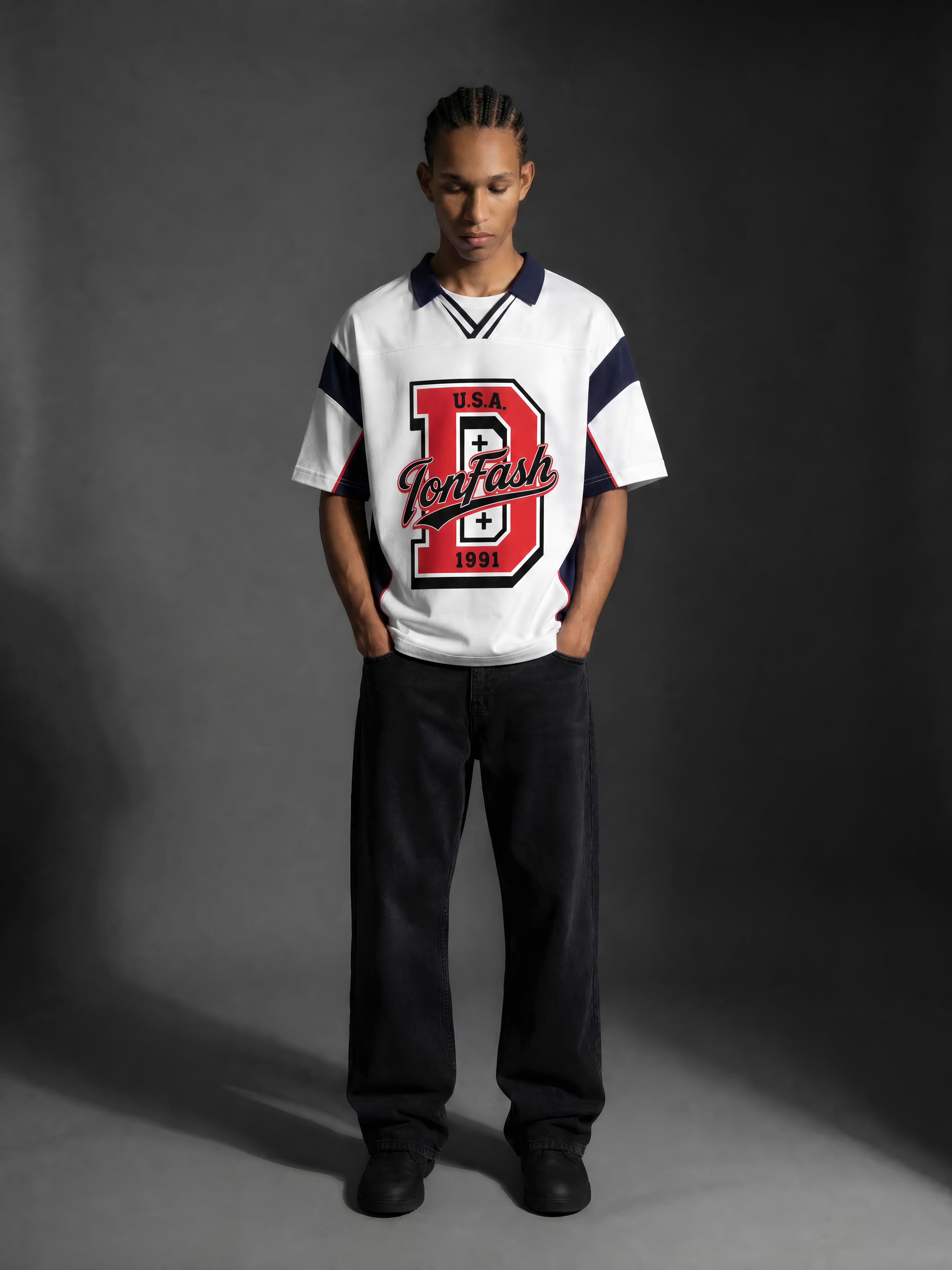 Unisex Boxy Color Block Polo Shirt