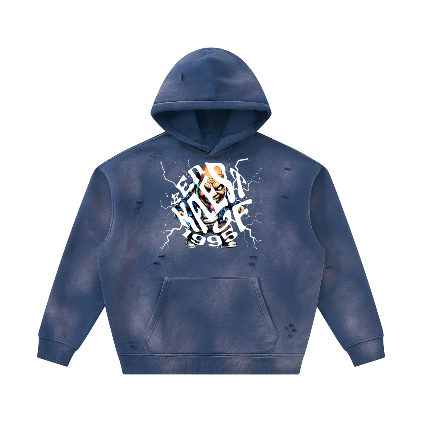 Unisex Sunfade Frayed Fleece Hoodie