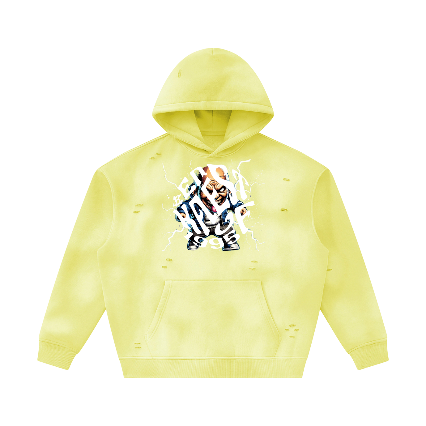 Unisex Sunfade Frayed Fleece Hoodie