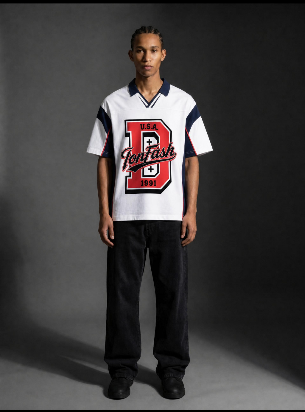 Unisex Boxy Color Block Polo Shirt